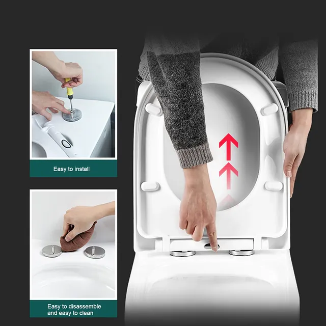 Siège de toilette carré à fermeture douce – vue 3