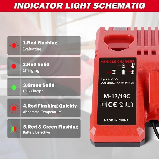 Chargeur voiture Milwaukee 12V 18V lithium ion nomade… – vue 3