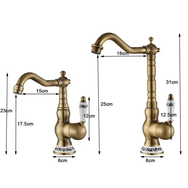 Robinet de salle de bains en laiton Antique – vue 6