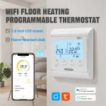 Thermostat WiFi intelligent pour chauffage au sol AC100V-240V 3A 16A avec télécommande APP Tuya pour systèmes de chauffage de l&rsquo;eau et électrique