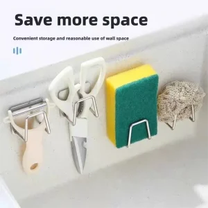 Égouttoir à éponges de cuisine, égouttoir à éponges auto-adhésif, acier inoxydable, utilisé pour les salles de stockage de cuisine et de salle de bain