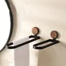 Porte serviettes mural métal noir mat bois naturel… – vue 4