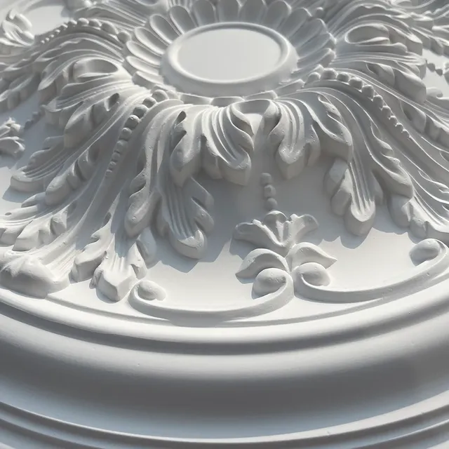 Rosace plafond ronde baroque acanthe volutes relief… – vue 6