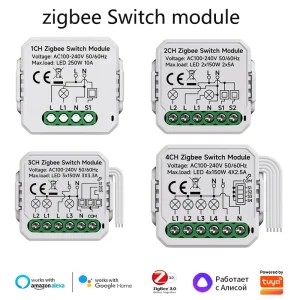 Tuya – Module de commutation intelligent Zigbee, 1/2/3/4 boutons, Mini disjoncteur intelligent, contrôle de la vie intelligente, avec Alexa Google Home Alice