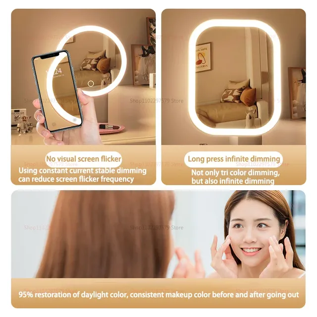 Miroir maquillage LED intelligent tactile tricolore… – vue 6