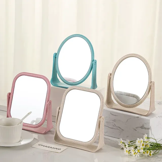Miroir en plastique de bureau rond personnalisé – vue 2