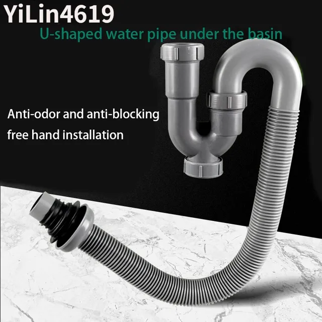 Tuyau de vidange en forme de U pour lavabo de salle de…