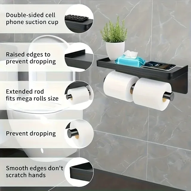 Porte-papier toilette Salle de bain Support mural Papier… – vue 4
