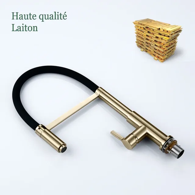 Robinet de cuisine robinet d'évier en or brossé mitigeur… – vue 6