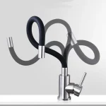 Robinet de cuisine en acier inoxydable, tuyau pivotant, robinet d&rsquo;évier de cuisine, robinet monté sur le pont, salle de bains, mélangeur d&rsquo;eau chaude et froide, grue