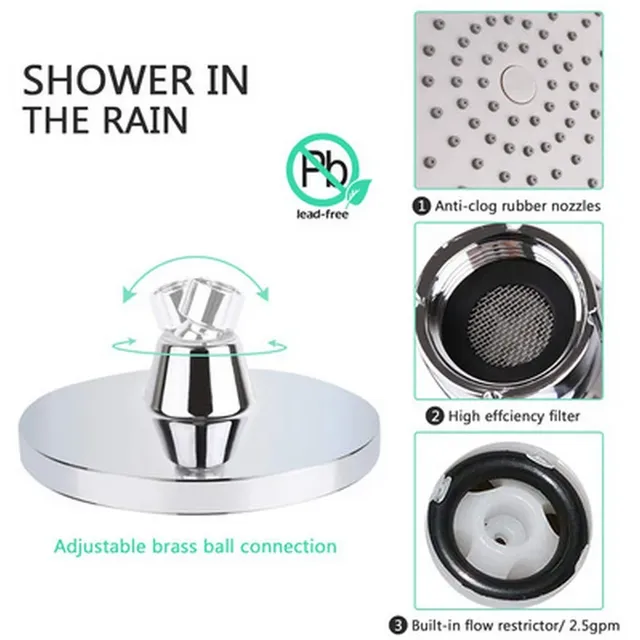 Pommeau douche pluie six pouces haute pression filtre… – vue 4