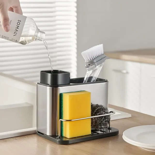 Distributeur savon liquide organiseur évier inox brossé… – vue 5