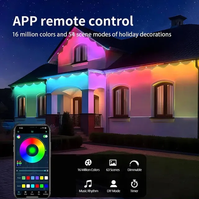 Cordes LED lumières extérieures permanentes avant-toit… – vue 5