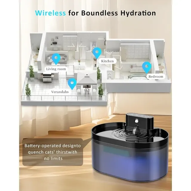Fontaine eau chats chiens sans fil rechargeable batterie… – vue 5