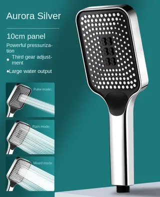 Pommeau douche main carré 10cm chrome noir silicone buses ergonomique…