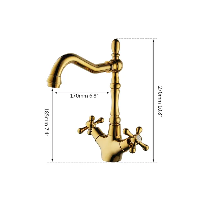 KEMAIDI robinet de lavabo de salle de bains doré – vue 5
