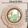 Miroir mural rond macramé bohème tressé corde jute coton… – vue 6