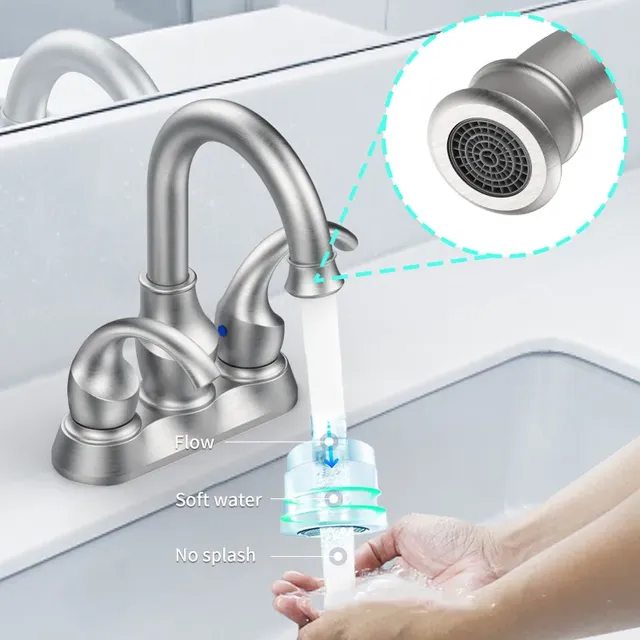 Robinet de bain en laiton brossé HO4 pouces – vue 2