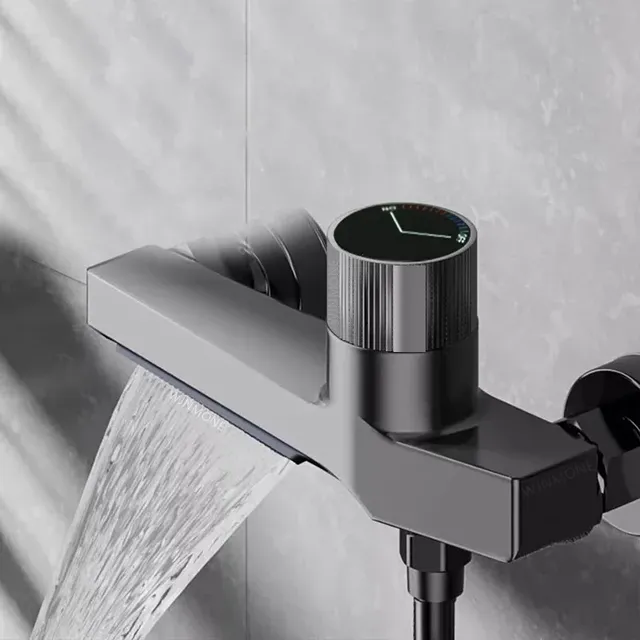 Pratique Noir Cascade Baignoire Robinet En Laiton Mur… – vue 2