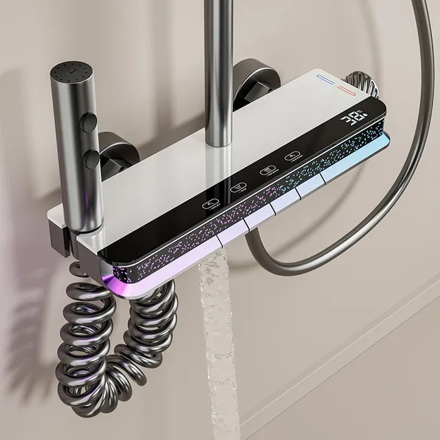 Colonne douche thermostatique mural grande pomme pluie… – vue 5