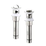 Valve de vidange Pop-Up pour évier de lavabo, bouchon de vidange de salle de bains, fixation de bain, filtre de rebond de lavabo en acier inoxydable argenté