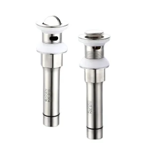 Valve de vidange Pop-Up pour évier de lavabo, bouchon de vidange de salle de bains, fixation de bain, filtre de rebond de lavabo en acier inoxydable argenté