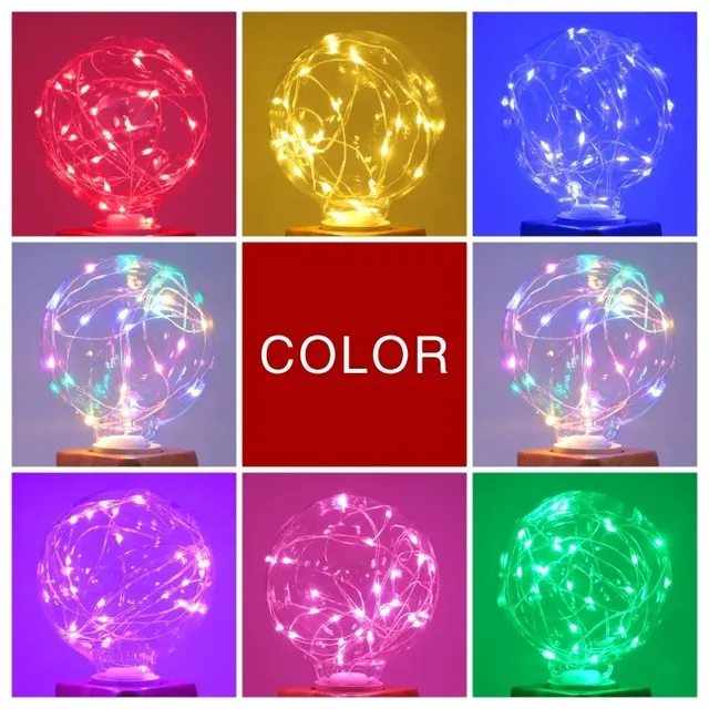 LED Edison chaîne ampoule E27 110V 220V G95 coloré RGB… – vue 4