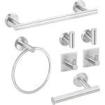 Ensemble de matériel de salle de bain, accessoires, porte-serviettes en acier inoxydable, anneau porte-papier toilette, crochet, ensemble d&rsquo;organisation de salle de bain