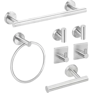 Ensemble de matériel de salle de bain, accessoires, porte-serviettes en acier inoxydable, anneau porte-papier toilette, crochet, ensemble d&rsquo;organisation de salle de bain