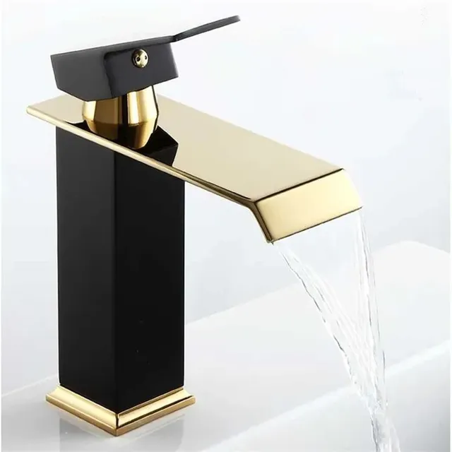 Robinet de lavabo Robinet cascade doré et noir Robinet… – vue 6