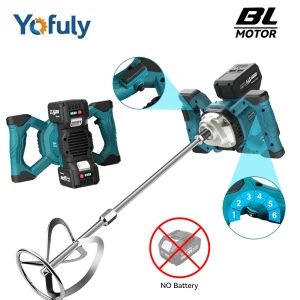 Mélangeur de qualité industrielle sans balais, mélangeur réglable à 6 vitesses pour peinture, ciment, plâtre, mortier, revêtement pour Makita