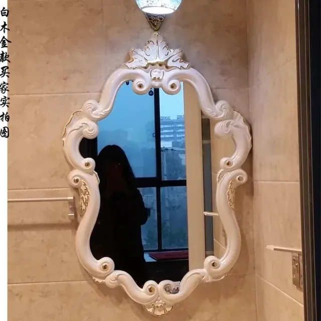 Miroir mural baroque ovale cadre sculpté blanc laqué…