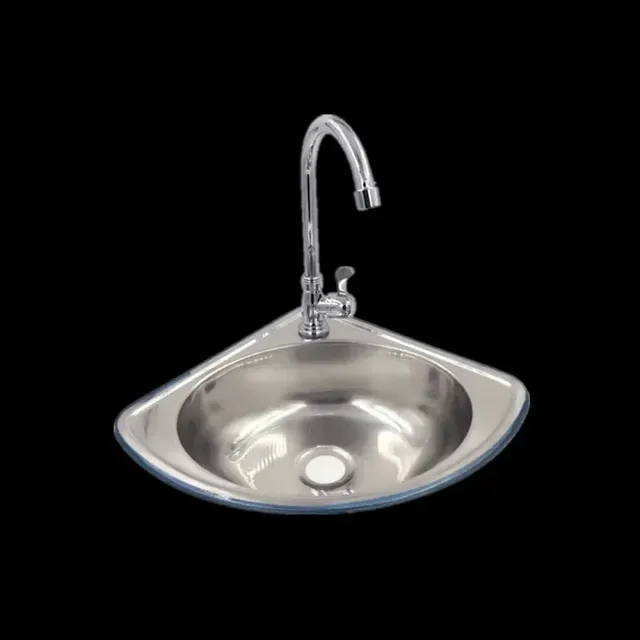 Lavabo triangulaire en acier inoxydable – vue 2