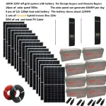 Kit de panneaux solaires avec onduleur hybride Growatt, système solaire hors réseau, maison et ferme, invitation, batterie gel, 220V, 10000 W, 10000 W, 10KW, 110V