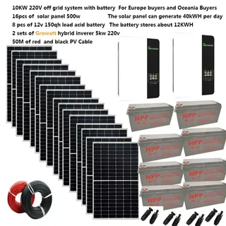 Kit de panneaux solaires avec onduleur hybride Growatt