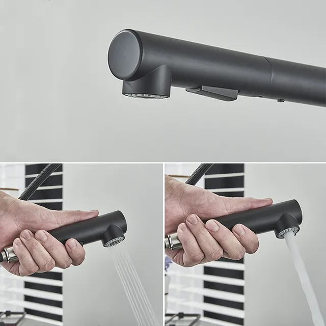 Robinet de cuisine extractible noir en Nickel – vue 4