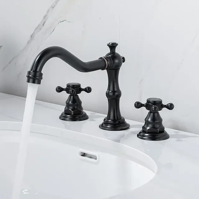Robinet d'évier Antique de salle de bains en laiton doré – vue 6