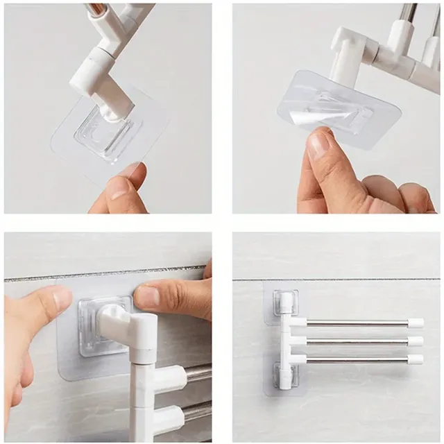 Porte serviettes mural pivotant quatre bras acier chromé… – vue 5