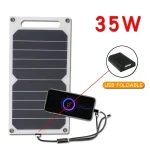Panneau solaire étanche avec USB, batterie portable, banque de charge de téléphone portable, extérieur, randonnée et camping, 35W, 6.8V