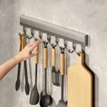 Support de rangement de cuisine en alliage d&rsquo;aluminium, support mural pour ustensiles de cuisine, porte-serviettes pour Robe de salle de bain