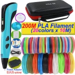 Stylo d&rsquo;impression 3D avec écran LCD pour enfants, peinture tridimensionnelle bricolage, jouets pour enfants, adaptateur secteur, filament PLA de 2025 m, cadeau, nouveau, 200
