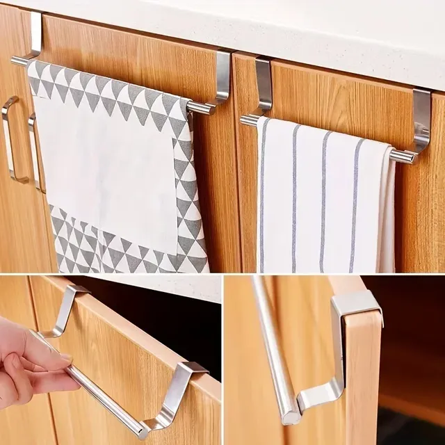 Porte serviette acier inoxydable suspendu dessus armoire… – vue 3