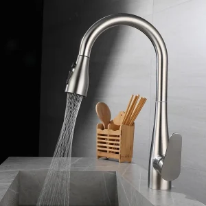 Robinet extractible de cuisine brossé, matériau en acier inoxydable 304, bassin à légumes, tarauds télescopiques universels chauds et froids G3/8G1/2