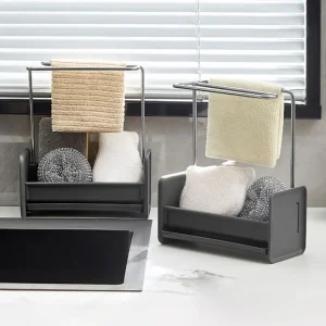 Nouveau Égouttoir d&rsquo;évier de cuisine en plastique, étagère d&rsquo;évier Stable polyvalente, porte-serviettes Durable pour torchon de cuisine