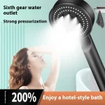 Pommeau de douche haute pression, 6 Modes, pomme de douche réglable avec tuyau, économie d&rsquo;eau, buse de pulvérisation d&rsquo;arrêt à une touche, accessoires de salle de bains