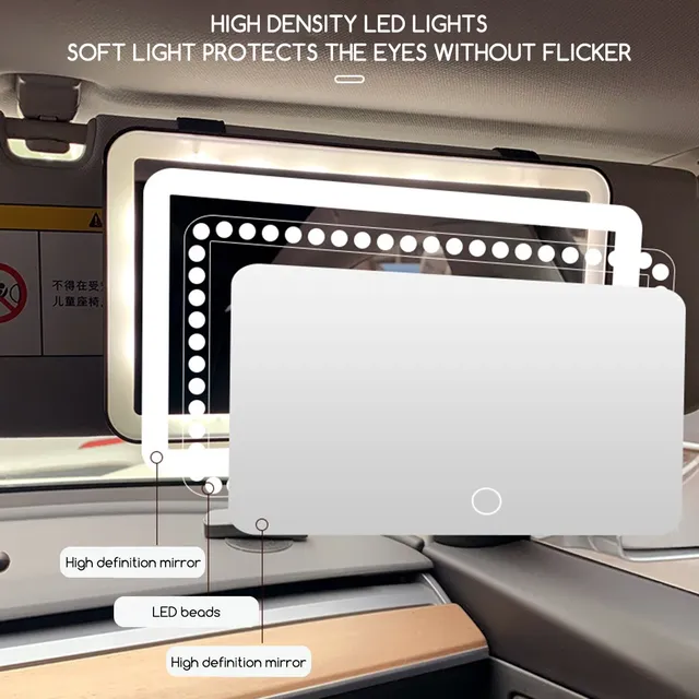 Miroir de vanité pare-soleil de voiture LED – vue 4