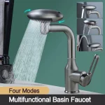 Bassin cascade multifonctionnel avec rotation à 360 °, robinet de lavage, pulvérisateur d&rsquo;eau chaude et froide, évier de centre commercial, 4 modes