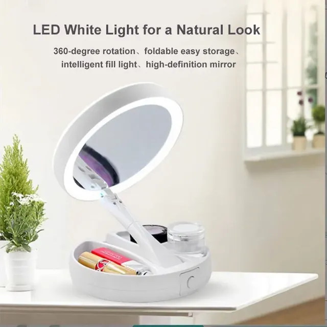 Miroir de vanité grossissant 1X 10x avec LED éclairé – vue 3