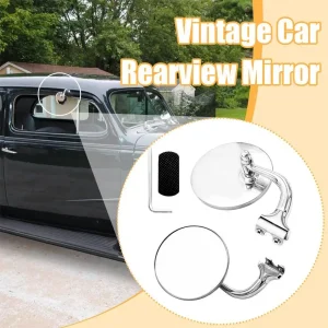 Rétroviseur latéral rond en acier inoxydable pour voitures classiques, rétroviseur avant de style rétro, montage universel pour véhicules vintage Rétroviseur latéral rond en acier inoxydable pour voitures classiques, rétroviseur avant de style rétro, montage universel pour véhicules vintage