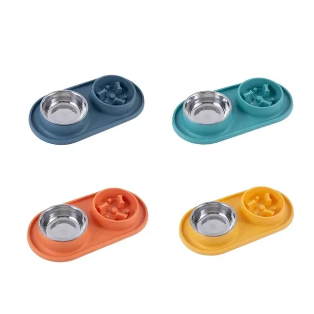 Bol Double pour chien avec tapis en Silicone – vue 4
